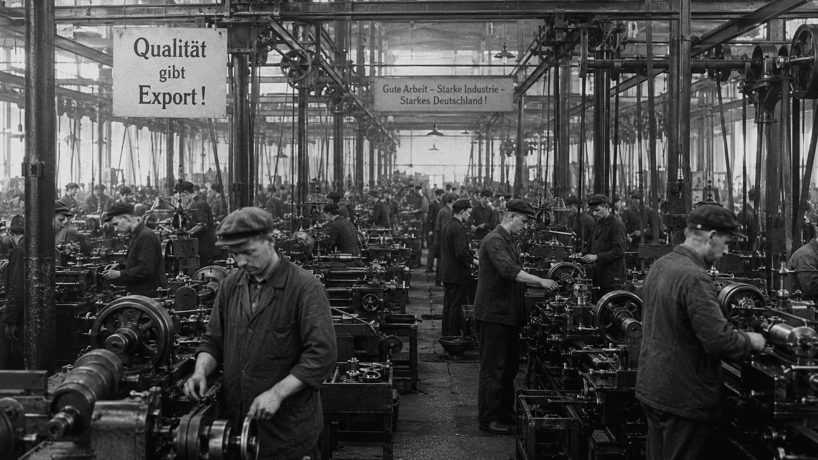 German factory workers during the Weimar Republic export boom, early 1920s, industrial production